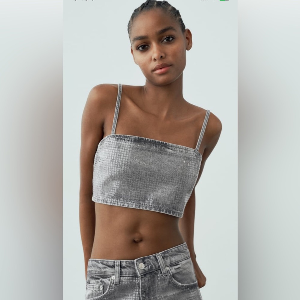 ZARA… sequin denim crop top